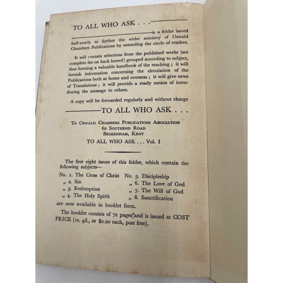 Vintage Bringing Sons Unto Glory By Oswald Chambers Hardcover Book 1958 - Picture 4 of 7